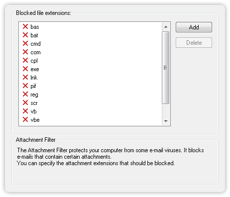 Attachment Filter Settings