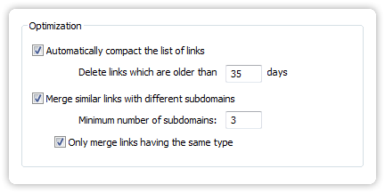 The Link Filter's settings